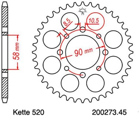 Kettensatz geeignet für Duke 125 11-13 Kette RK PC 520 H 112 offen ORANGE 14/45