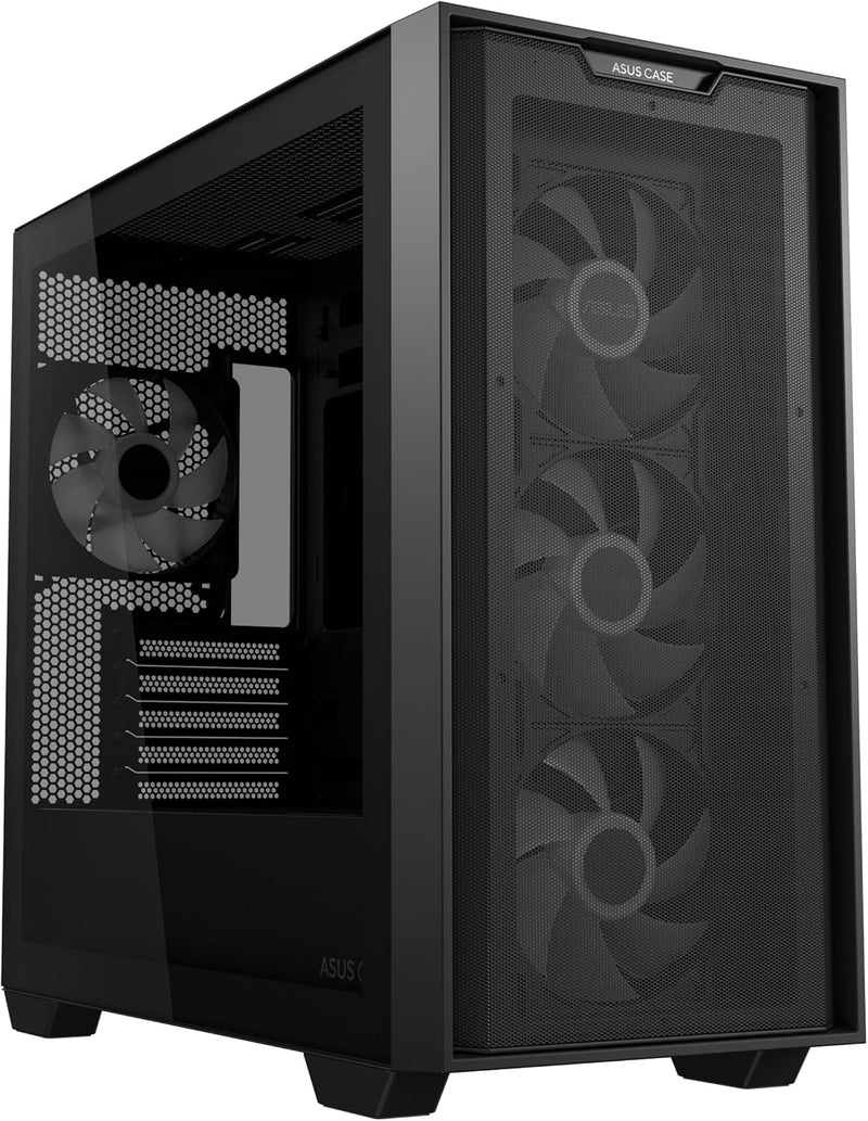 ASUS A21 Plus TG ARGB Black microATX PC Gehäuse (vorinstallierte ARGB-Lüfter, Mesh Frontpanel, kompa