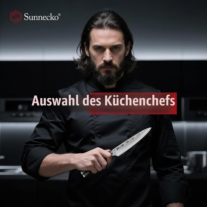 Sunnecko Damast Allzweckmesser 13CM – Rostfrei Damastmesser, klein Kochmesser für Fleisch &amp; Gemüse,