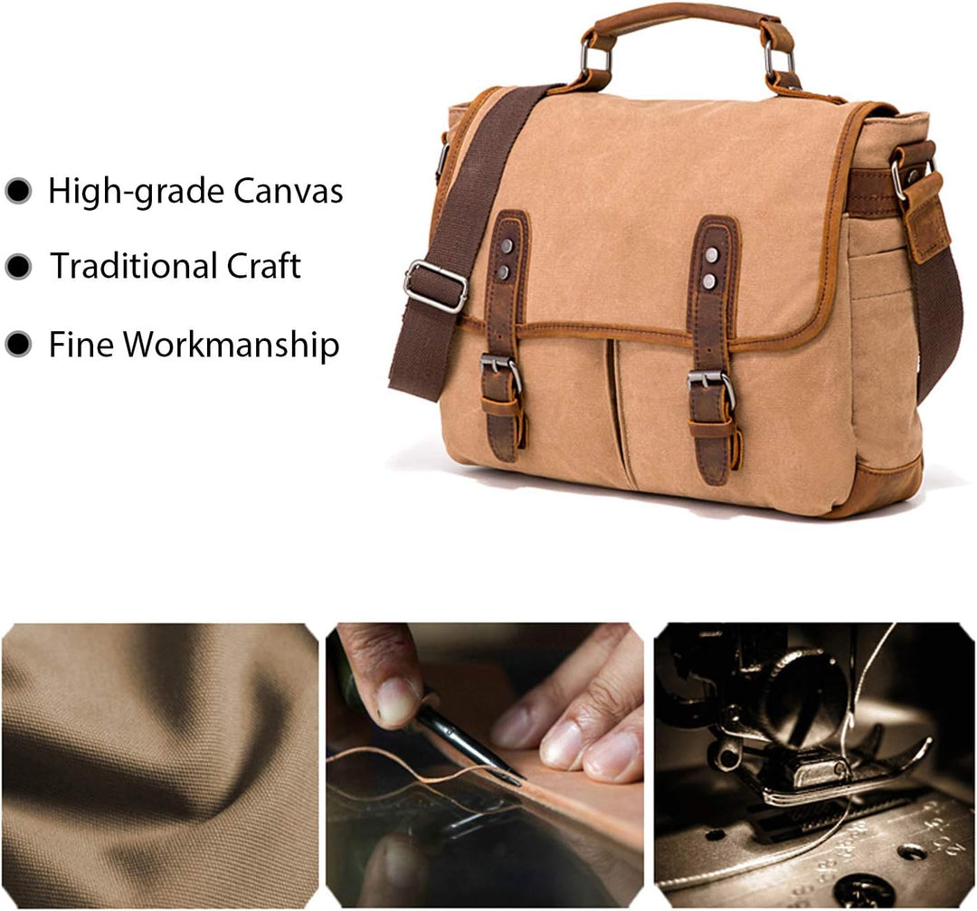 FANDARE Retro Umhängetasche Herren Segeltuch Handtasche Schultertasche Aktentasche Junge Messenger C