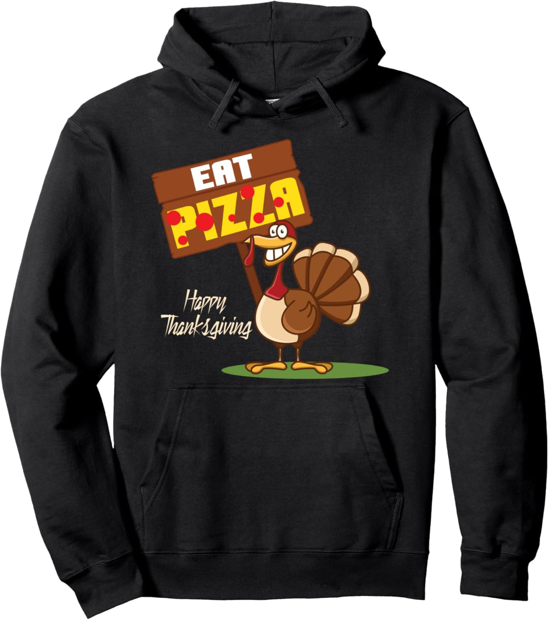 Essen Sie Pizza Thanksgiving Türkei Design Funny Distressed Pullover Hoodie