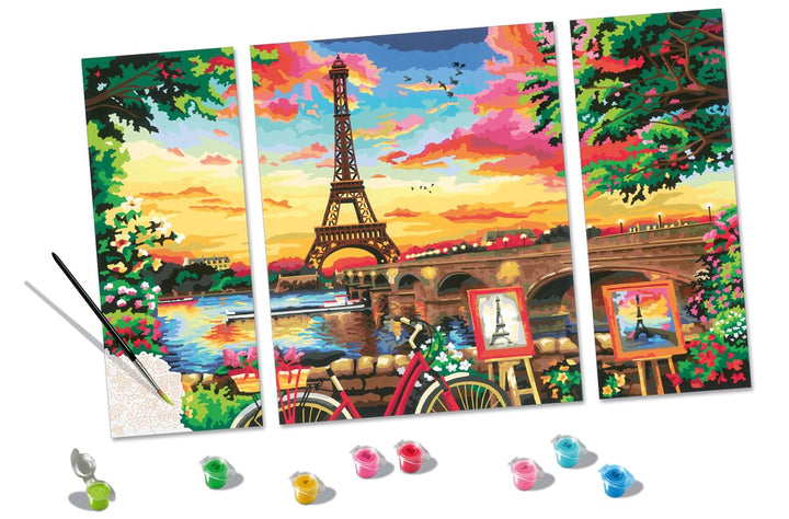 Ravensburger CreArt 20134 - Spiegelbild von Paris - Triptychon Malen nach Zahlen Erwachsene, DIY Mal