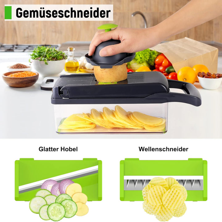 16 In 1 Gemüseschneider,Multifunktion Gemüse Schneider,Vegetable Chopper,Würfelschneider mit 7 Austa
