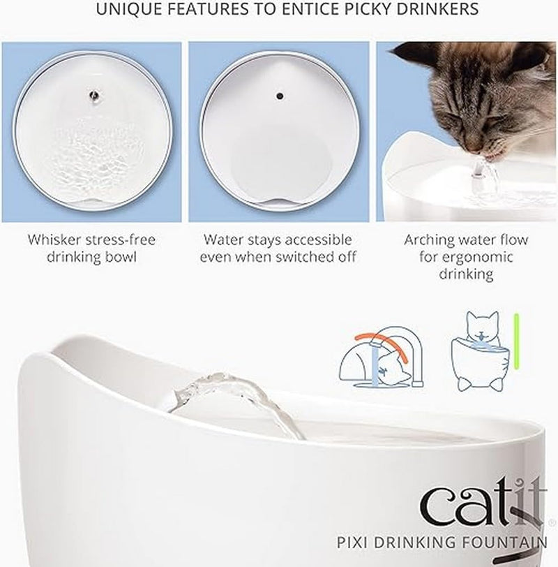 Catit Pixi Trinkbrunnen für Katzen, 2,5L, weiss, 1 Stück (1er Pack) weiss 1 Stück (1er Pack), weiss