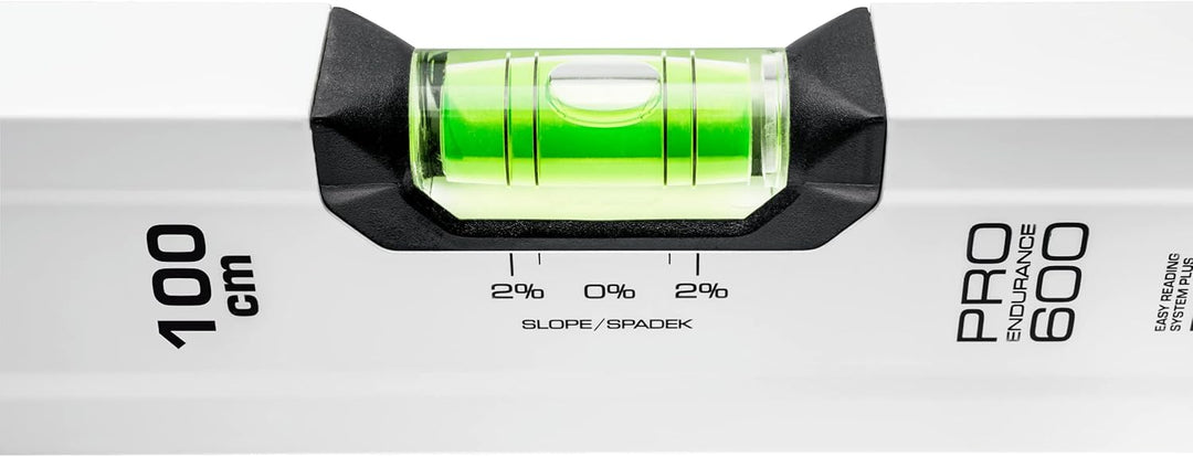 PRO600 Wasserwaage 100cm mit 2% Gefälle - Ergonomischen Profil und ERS+ (Easy Reading System) Präzis