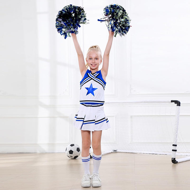 LOLANTA Mädchen Karneval Kostüm, Cheerleader kleid mit Pompoms und Socken, Mittelschule Cheerleading