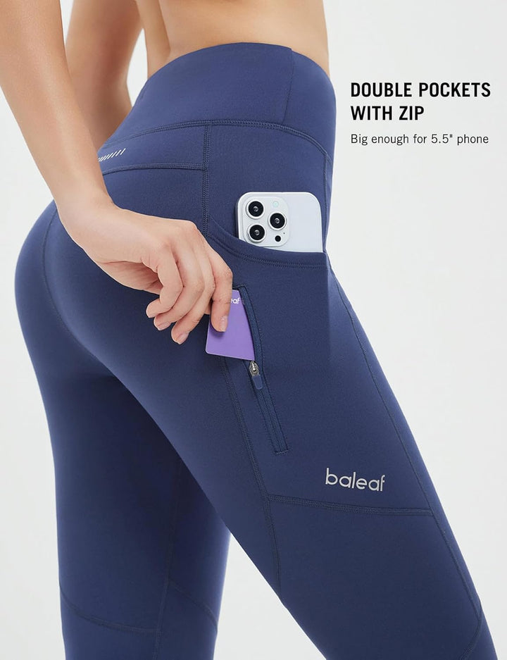 baleaf Thermoleggings Winter Damen Fahrradhose Lang mit Reissverschluss Warm Gefüttert Jogginghose R