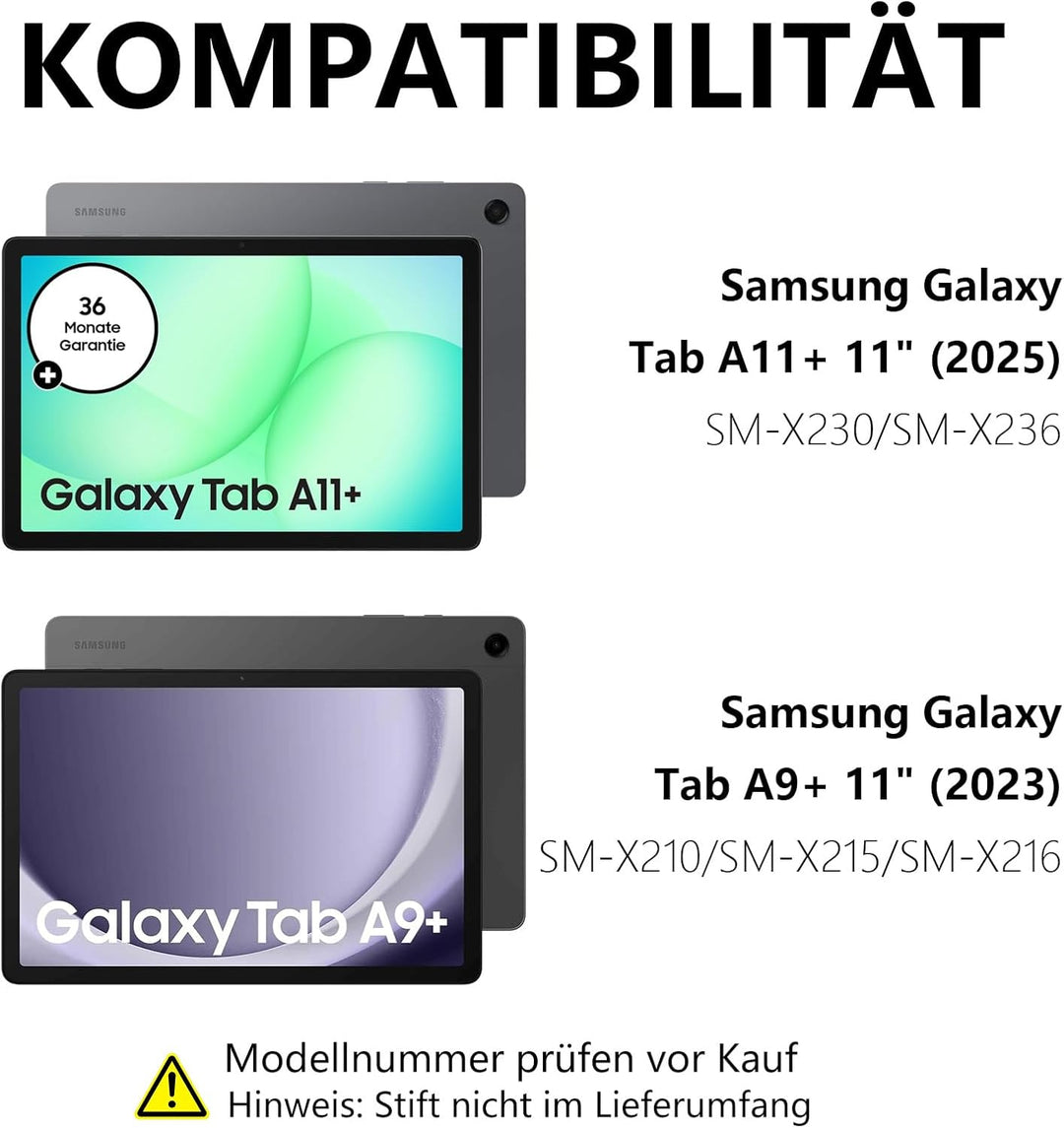 Hülle mit Tastatur für Samsung Galaxy Tab A11+ 11" (2025) & Galaxy Tab A9+ 11" (2023) – Deutsch Keyb