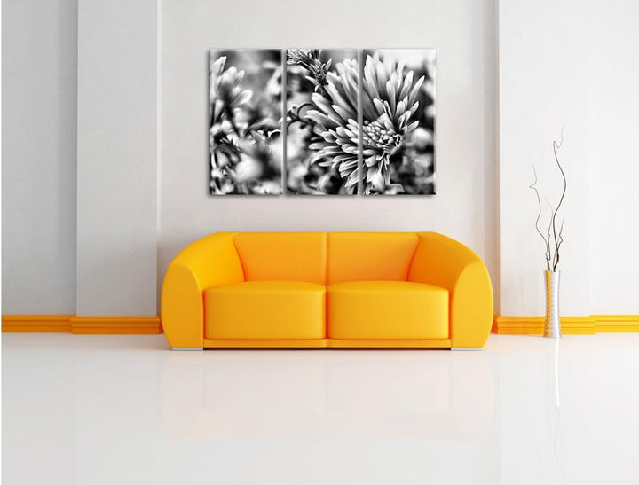 Pixxprint Romantische Blumen als Leinwandbild/Grösse: 3 Teilig (120x80) cm/Wandbild/Kunstdruck/ferti