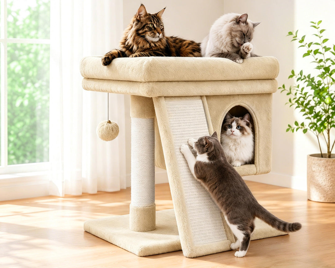 Kratzbaum klein für grosse Katzen XXL - 60cm hoch, Katzenbaum mit extra grosser Plattform (40x50cm)