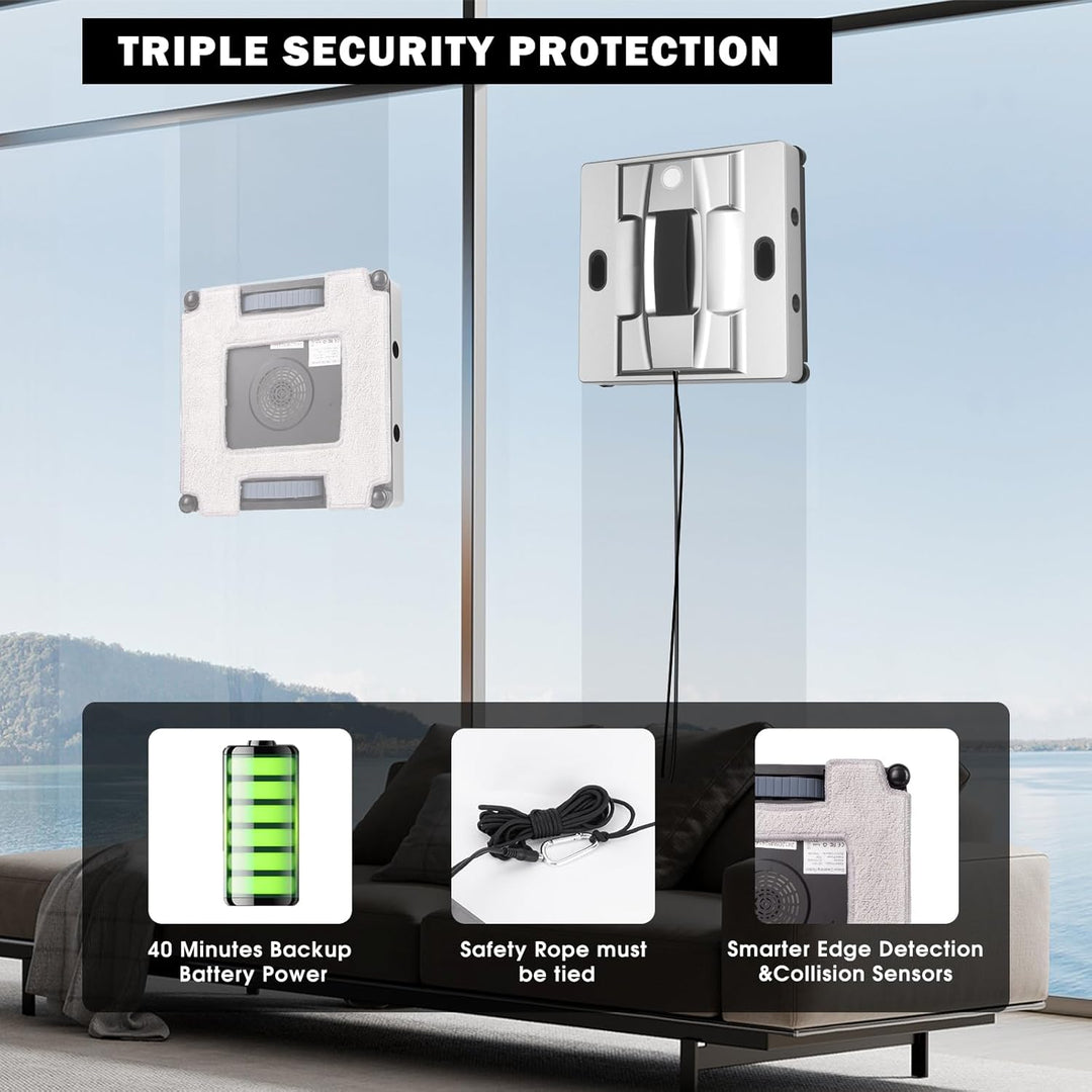 K2 Fensterputzroboter mit sprühfunktion 6000Pa Fensterroboter Geräuscharmer Fensterreiniger Roboter
