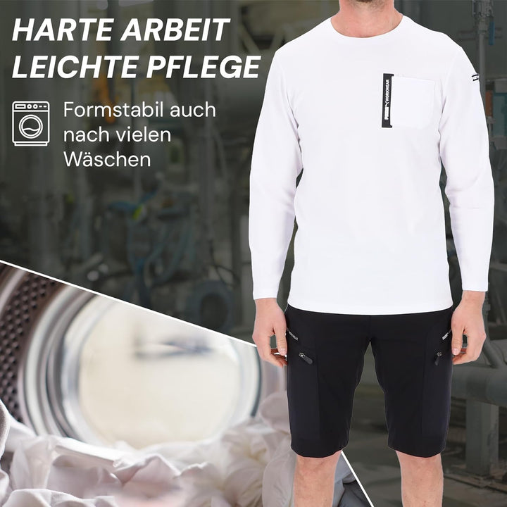 PUMA Workwear Advanced Kollektion - Longsleeve Herren Pullover - Brusttasche und Utility Fach an der
