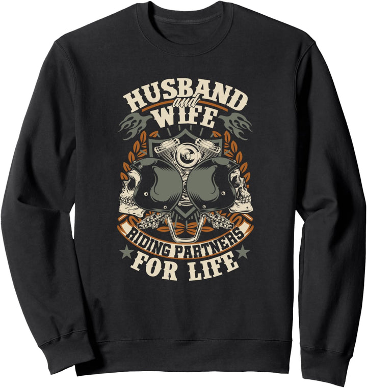 Biker Gear Motorcycle Gifts Husband Wife Riders For Life Sweatshirt