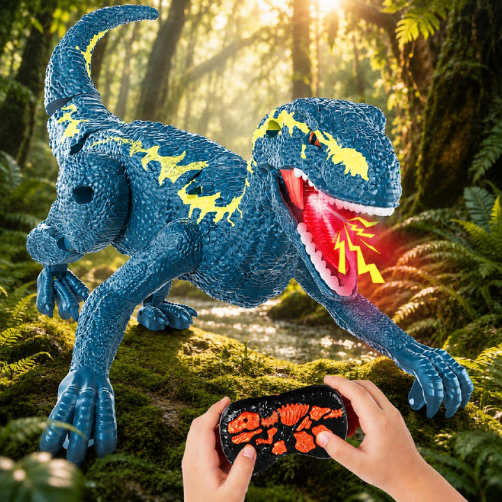 Ferngesteuertes Dinosaurier Spielzeug für Kinder 3–12 Jahre, RC Roboter-Dino mit Laufbewegung, Brüll