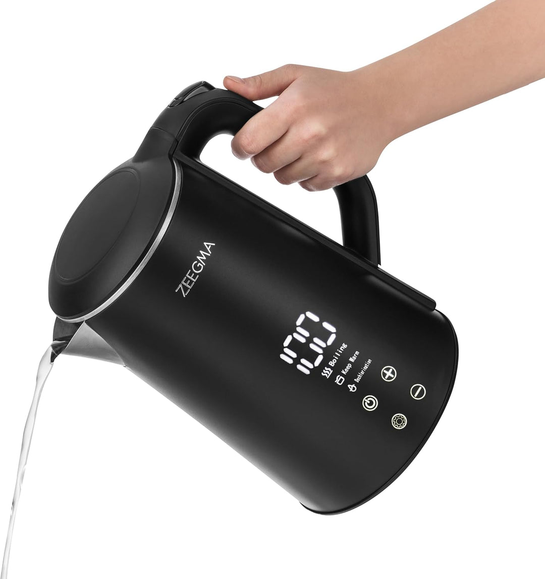 ZEEGMA KETLEE CONTROL Kabelloser elektrischer Wasserkocher 1500 W, Fassungsvermögen 1,6 L, einstellb