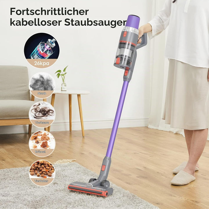 JASHEN V16 Akku-Staubsauger,StarkeSaugleistungvon22.000Pa, bis 40min, beutellos,HEPA 13,600ml Staubt