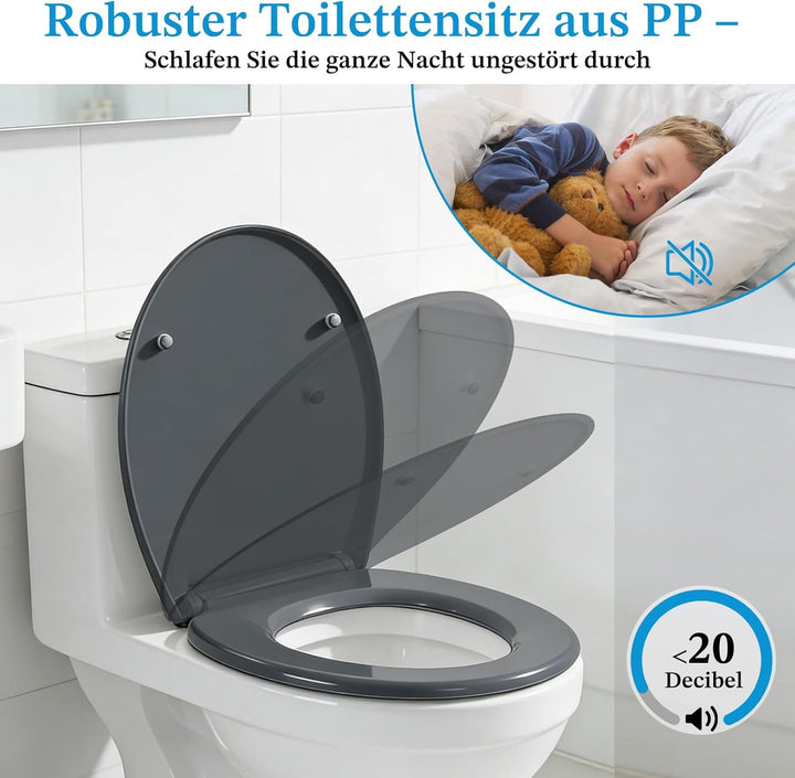 Toilettendeckel mit Absenkautomatik, WC Sitz mit Absenkautomatik Antibakteriell & UV-beständig O For