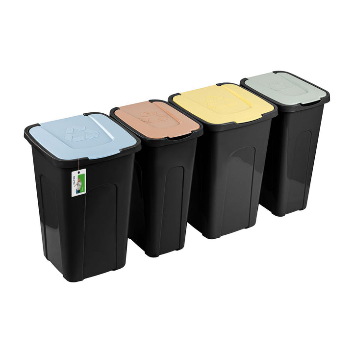 PAFEN Grosser Mülleimer SET für Recycling - 4er Abfallbehälter Hohe Recyclingbehälter - 2x 30l und 2