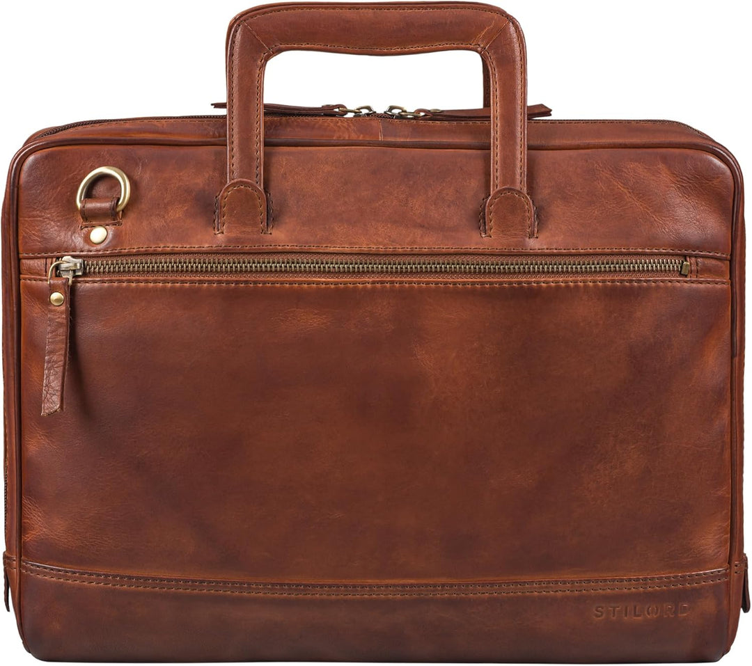 STILORD "Pierce Laptoptasche mit Griff Leder Aktentasche 15 Zoll Vintage Dokumententasche A4 Busines