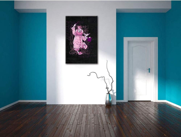 Dark Clown black Leinwandbild Bild auf Leinwand, XXL riesige Bilder fertig gerahmt mit Keilrahmen, K