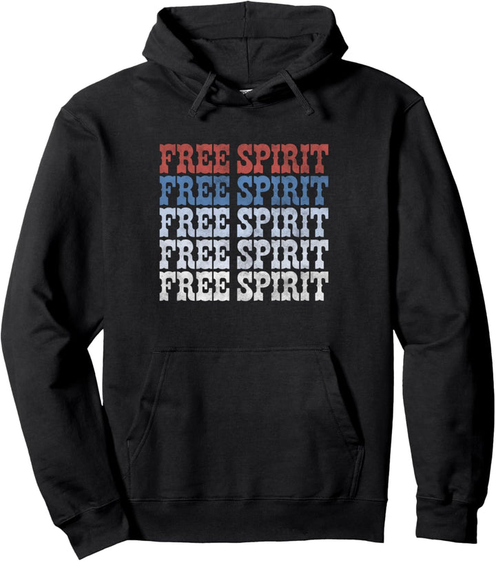 Americana Free Spirit Red White and Blue Text Pullover Hoodie