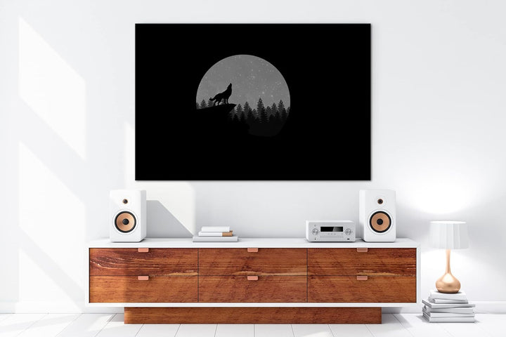 deyoli düsterer einsamer Wolf Format: 120x80 Effekt: Schwarz&Weiss als Leinwandbild, Motiv fertig ge