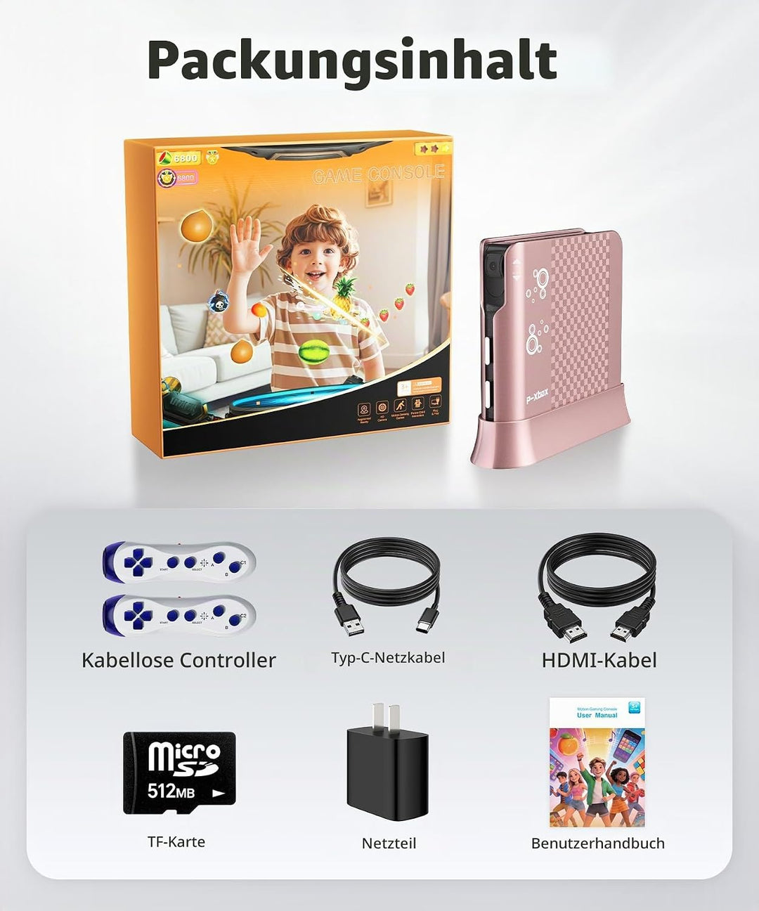 Spielkonsole für Kinder mit Bewegungsspielen, Plug &amp; Play TV-Spielkonsole, ideal für Indoor-Bewegung