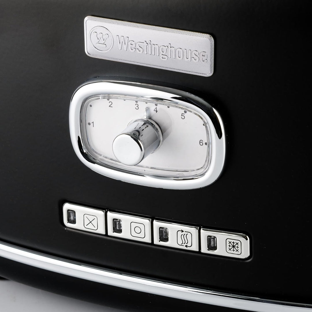 Westinghouse Retro Toaster 2 Scheiben, Abnehmbarer Brötchenaufsatz, 6 Bräunungsstufen, Brotzentrieru