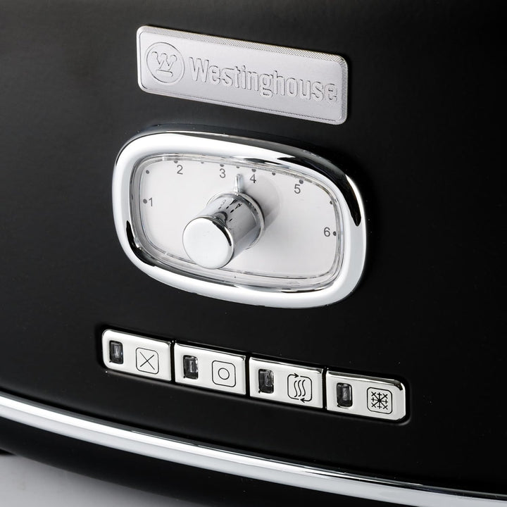 Westinghouse Retro Toaster 2 Scheiben, Abnehmbarer Brötchenaufsatz, 6 Bräunungsstufen, Brotzentrieru