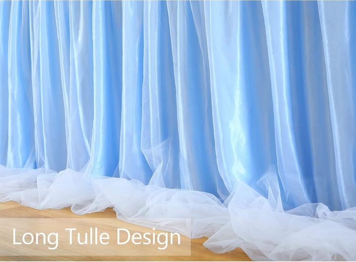 HBBMAGIC Blau Tüll Tischrock Mit Licht, Single Langer Tüll Tischrock für Hochzeitsfeier Babyparty Br