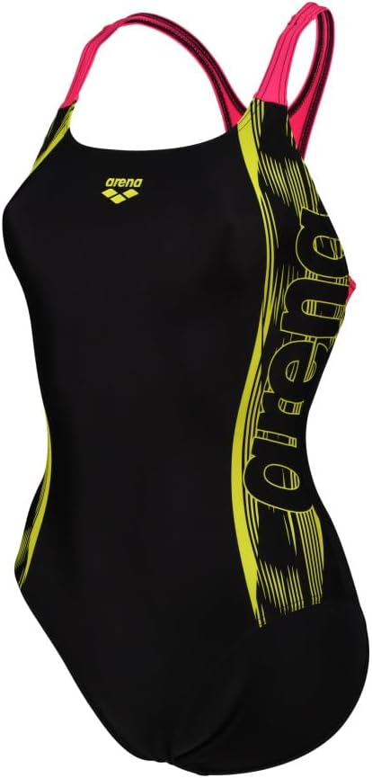 ARENA Damen Women's Swim Pro Back Graphic One Piece Swimsuit (1er Pack) 34 Black-freak Rose, 34 Blac