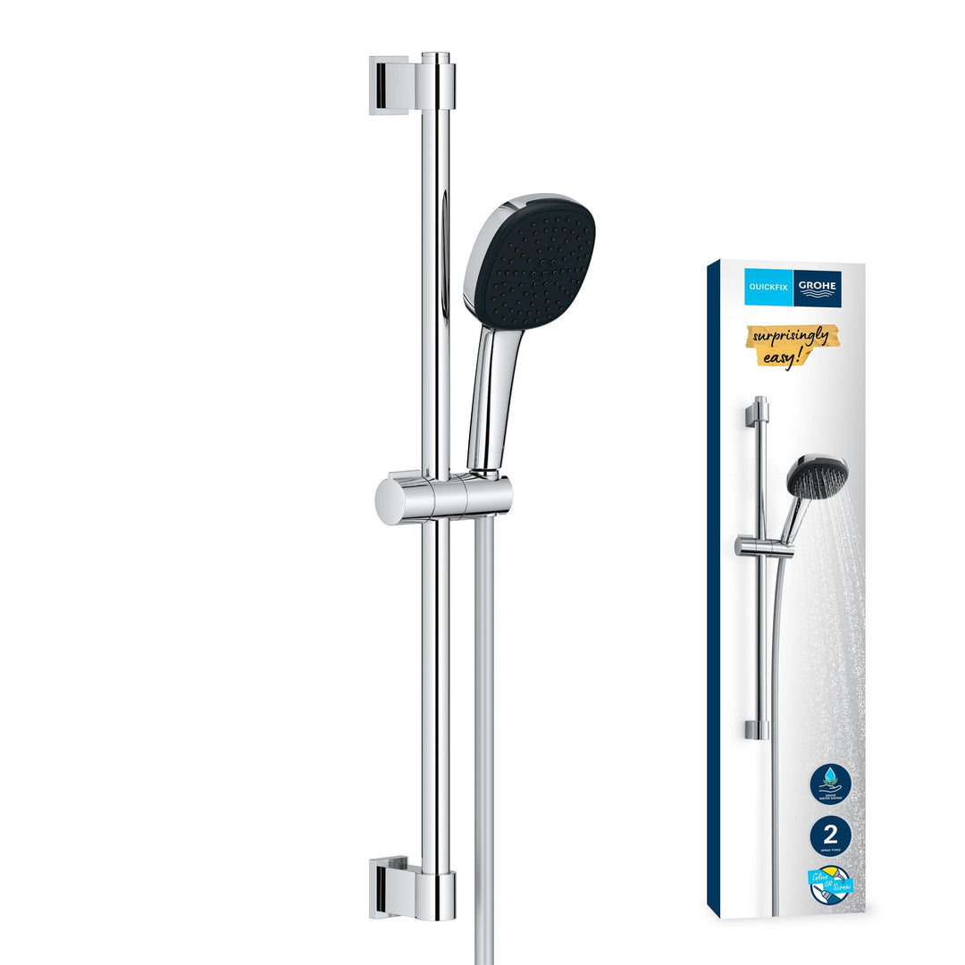 Grohe Vitalio 110 extra wassersparend-6l pro Min (2 Strahlarten, Brausestange 90cm, Kleben oder Bohr