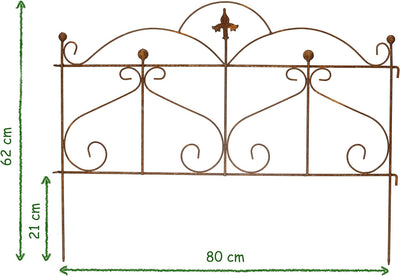 ecosoul Beetzaun Gartenzaun Zaun Zaunelement Rankhilfe Metall Eisen Rost Deko 62cm hoch x 80cm lang