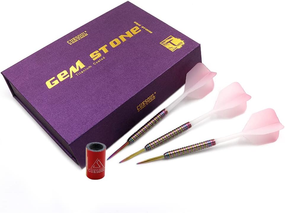 CUESOUL PINK/BLAU/GRÜN GEM Stone 21g/22g Stahlspitze 90% Tungsten Dart Set mit Uniformity Titanium C