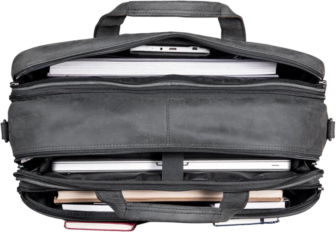 STILORD 'Gigantus' XXL Aktentasche Leder Laptoptasche 17,3 Zoll bis 19 Zoll Sehr Grosse Umhängetasch