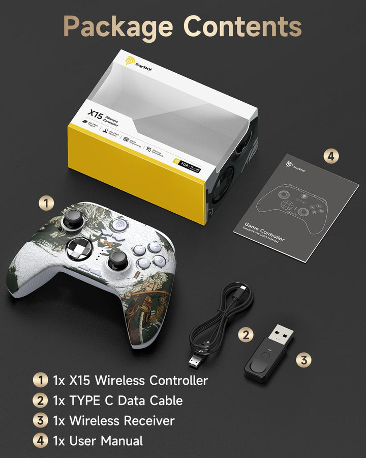 EasySMX X15 Controller PC, PC Controller Wireless mit 7 RGB Licht, Gaming Controller PC mit Hall Joy