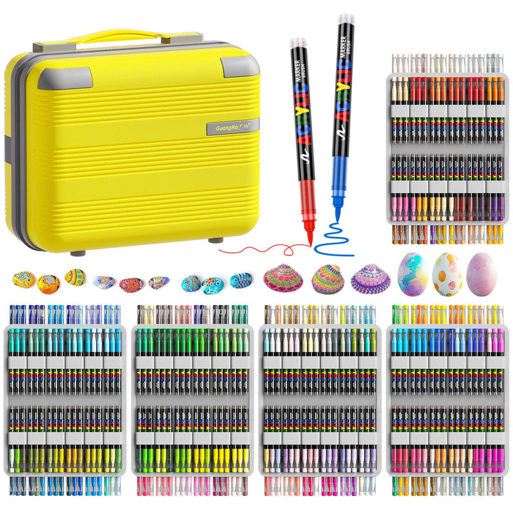 360 Farben Acrylstifte für Steine Wasserfest, Permanent Acrylic Marker, Pinselspitze Acrylstifte für