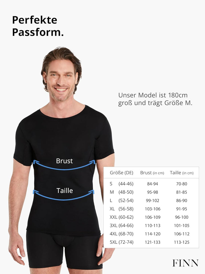 FINN Anti-Schweiss Unterhemd Herren mit Rundhals-Ausschnitt - Unterziehshirt Männer mit Einsätzen ge
