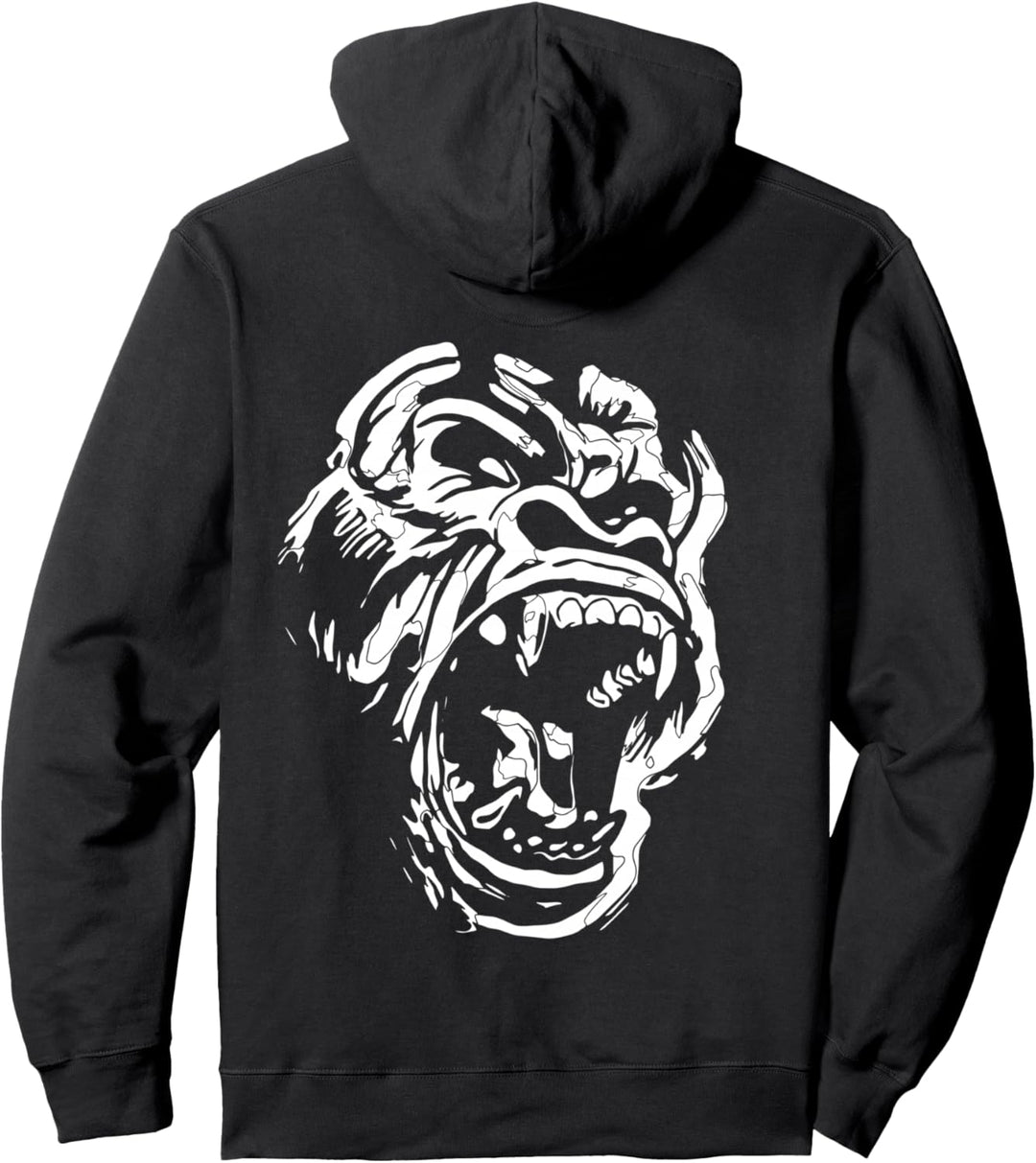 Angry Gorilla Shirt Silberrücken Weiss Fierce Great Ape Pullover Hoodie