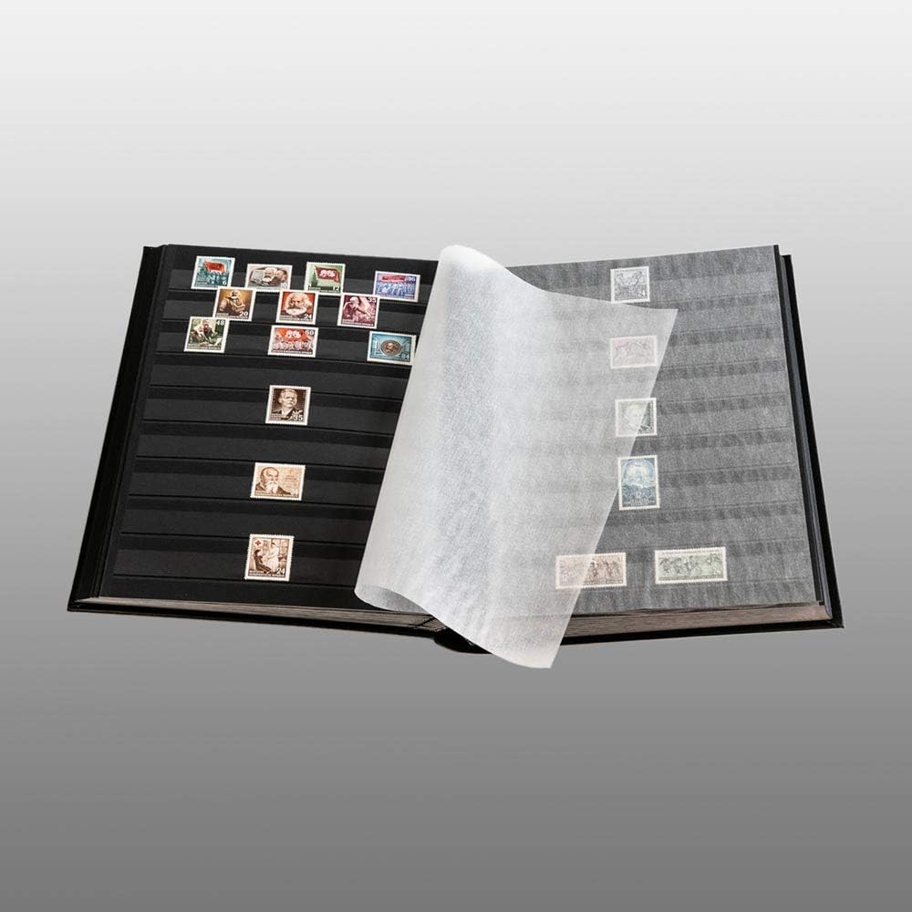 Prophila Leuchtturm 60 schwarze Seiten Briefmarkenalbum Einsteckbuch gepolstert Bordeaux Einband