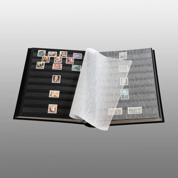 Prophila Leuchtturm 60 schwarze Seiten Briefmarkenalbum Einsteckbuch gepolstert Bordeaux Einband