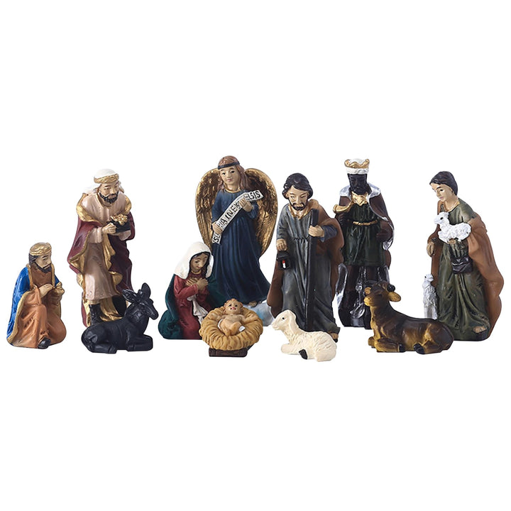 Gcroet Weihnachtsgeburt setzt mit Figuren Harz Krippe Szene Weihnachtsverzierung Lebendige realistis