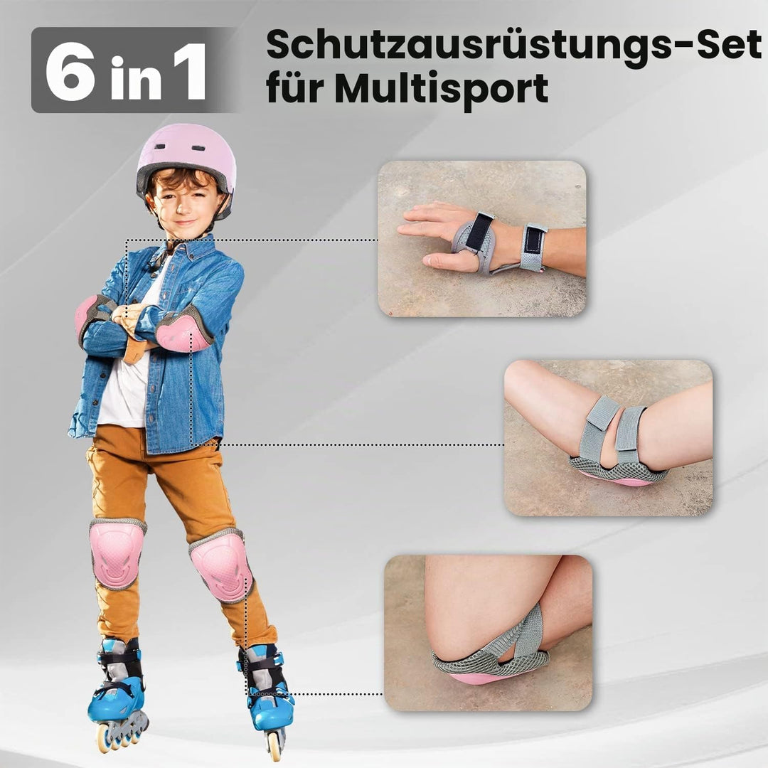 Kinder Schutzausrüstung 2-10 Jahre – Knieschoner, Ellenbogenschoner für Inliner, Rollschuhe, Skatebo