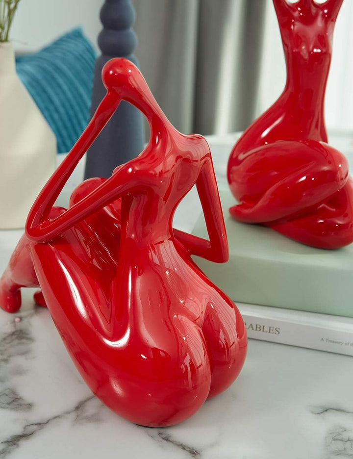HAUCOZE Modern Dekor Skulptur Frau Figuren Statue Wohnzimmer Kunst Arts Polyresin Geschenk 26cm