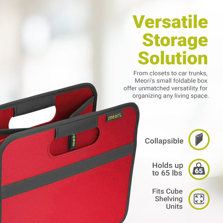 meori Faltbox Small in Rot - Stabile Klappbox S mit Griffen - perfekte Allzweck Aufbewahrungslösung