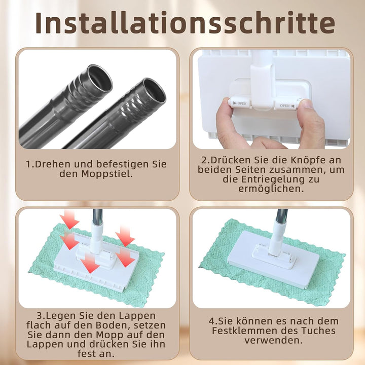 Mini Wischmopp mit Druckklemmsystem und EIN-Knopf-Bezugswechsel.Mopp Zum Bodenwischen Wird mit 10 wi