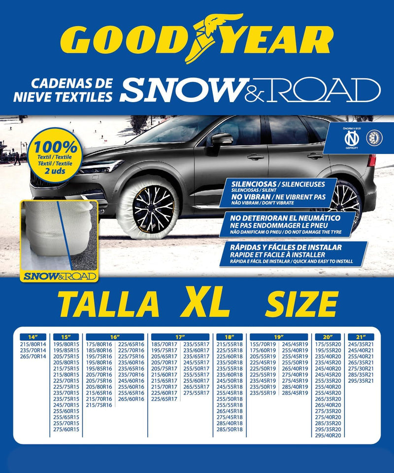 Goodyear Snow & Road Grösse XL 2er Set Textil Schneeketten für Autos SNOW & ROAD GRÖSSE XL, SNOW & R