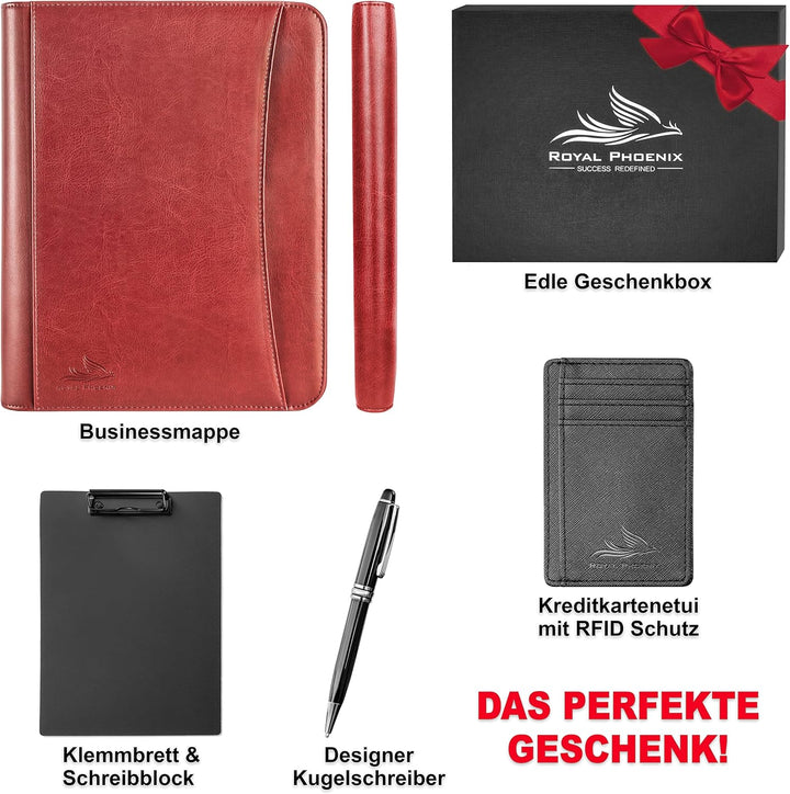 Royal Phoenix® Business Schreibmappe A4 'Falcon' - Hochwertige Businessmappe mit Reissverschluss - i