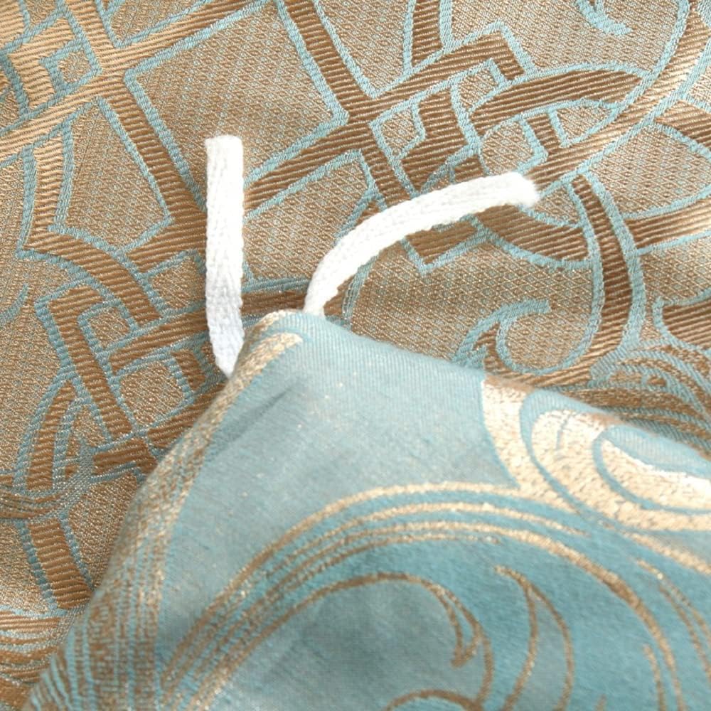 DXHOME Bettwäsche 155x220 cm Gold Blau Satin Wendebettwäsche Jacquard Bettwaesche mit Golden Blumen