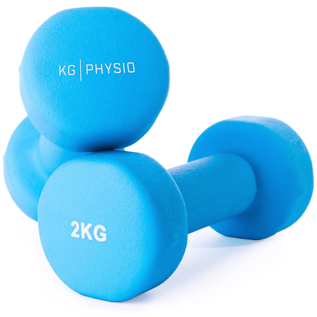 KG Physio Hantelset mit A3-Übungsposter - Neopren Kurzhanteln 2er Set - Fitness Gewichte aus Gusseis